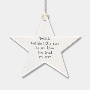 White Porcelain Hanging Plaque Twinkle Twinkle Little Star Baby East of India - Picture 1 of 2
