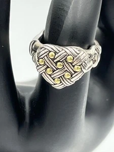 Anillo corazón tejido canasta oro 18K plata esterlina Ann King - Imagen 1 de 7