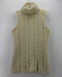 VINTAGE Ralph Lauren Polo Jeans Sweater Women Medium Beige Wool Vest Chunky 90s - Picture 1 of 8