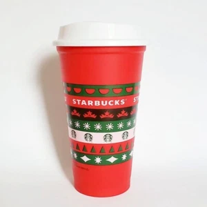 Neu! Starbucks Weihnachten Kaffee wiederverwendbar Reisebecher Plastikbecher 16 Unzen - Bild 1 von 5