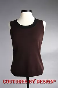 St John Knits Santana Tank, Top, Shell Tobacco/Black Sz Petite NWT MSRP $450 - Picture 1 of 2