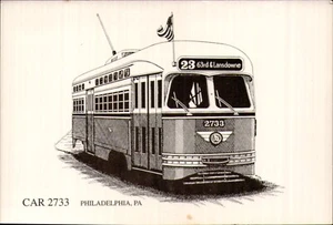 Tram Car2733 Postcard Philadelphia PA Transport USA Illustration Art - Picture 1 of 2