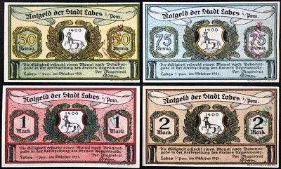 ¡Sobreimpresiones de firma LABES / ŁOBEZ 1921 XX RARAS! Dinero de emergencia completo "Serie de zapatos" Foto 1 de 2