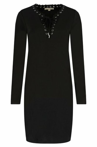 ABITO collana MICHAEL KORS NERO STRINGATO collo maniche lunghe a campana XS party casual