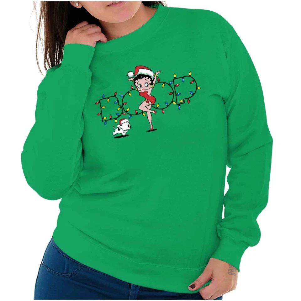 Betty Boop Linda Navidad Luces Mujeres Cuello Redondo Sudadera Pullover Foto 1 de 4