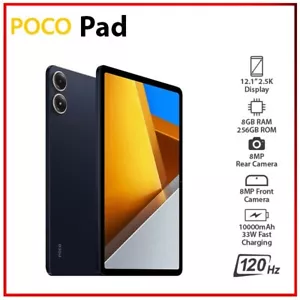 Xiaomi POCO Pad Wi-Fi 8GB+256GB BLUE Octa Core Global Ver. Android PC Tablet - Picture 1 of 4
