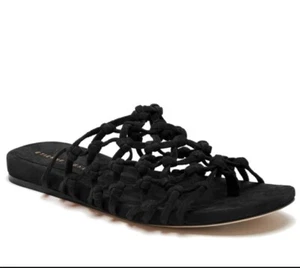 NEW Etienne Aigner Barbados Strappy Slide Knotted Sandals Black Sz 8.5 - Picture 1 of 7
