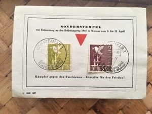 Germany HISTORIC postal special item 1948 Weimar liberation, two 1947 stamps - Picture 1 of 2