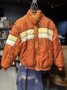 Vtg 70s 80s Orange Puffy Jacket / Vest M/L USA Vintage