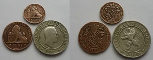 1Centieme 1901 + 2c. 1876 Leopold II + 20C. 1861 Leopold I - BELGIEN - Bild 1 von 1