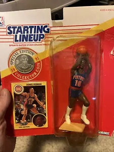 1991 NBA Starting Lineup Dennis Rodman, Detroit Pistons mit Münze und Karte Neu in OVP - Bild 1 von 2