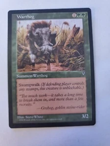 MTG Magic The Gathering Card Warthog Summon Warthog Green Visions 1996 - Picture 1 of 2