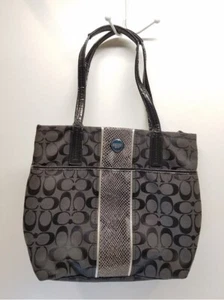 COACH Signature Python Stripe Tote Shoulder Canvas Handbag (H1360-F25706) - Picture 1 of 6