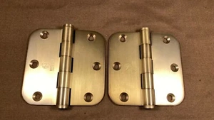 Pair Hickory Solid Brass 3.5 x 3.5" Radius Corner Door Hinge Winchester Brass - Picture 1 of 9