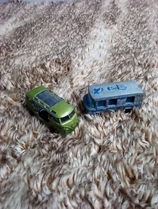 Vintage Playart Volkswagen Station Wagon Van Green & Mercedes Police Van - Picture 1 of 12