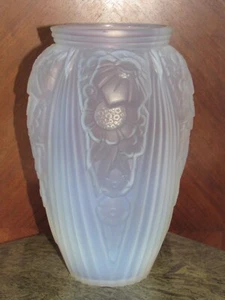 07J40 GRAND VASE EN VERRE OPALESCENT SIGNE MULLER FRERES LUNEVILLE ART DECO 1930 - Picture 1 of 7