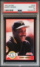 Barry Bonds 1991 Score Baseball Card #876 Graded PSA 10