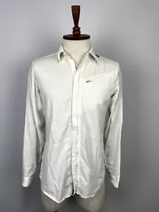 G-Star Raw White Full Zip Button Down Long Sleeve Men's Polo Shirt Sz M - Picture 1 of 19