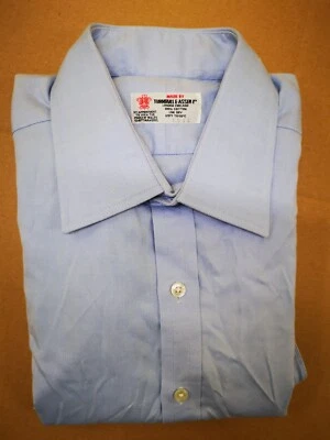 Camicia Turnbull Asser blu su misura 15 vestibilità classica doppi polsini francesi Inghilterra - Immagine 1 di 4
