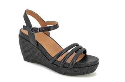 Sandalias de cuña Gentle Souls Viki Platform negras talla 7 para mujer Foto 1 de 4