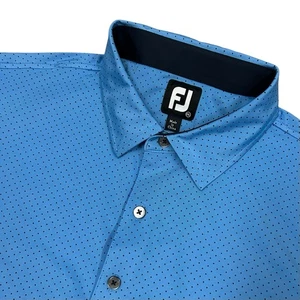 Footjoy Golf Polo Shirt Mens 2XL Blue Polka Dot Performance Stretch Pique - Picture 1 of 8