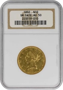 1850 $10 Gold Liberty Head Small Date AU50 NGC - Picture 1 of 4