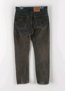 90s Levis 505 Distressed faded Black Denim Jeans Straight Leg Skater USA 34x34 - Picture 1 of 17