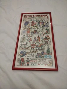 Janlynn Merry Christmas A to Z completed cross stitch. Professionally framed - Picture 1 of 8