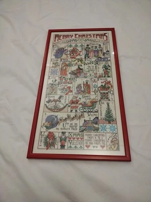 Janlynn Merry Christmas A to Z completed cross stitch. Professionally framed - Image 1 of 4