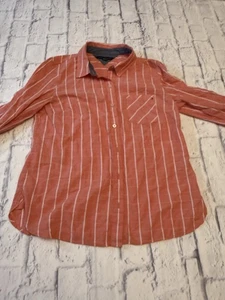 Tommy Hilfiger Medium Women’s Coral & White Stripe Classic Fit Button Shirt - Picture 1 of 9