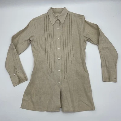 VALERIE отделяет на заказ льняная рубашка размер PS крючком длинным рукавом туника верхний желтовато-коричневый - Изображение 1 из 4