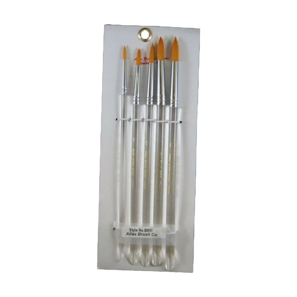 Atlas Brushes - Golden Taklon Brush Set in 5 Sizes 9, 7, 5, 3, 1 - Image 1 of 1