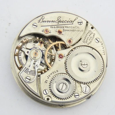 Movimiento Reloj Bolsillo Illinois 16 Talla 30 Horas “Bunn Special” Foto 1 de 4