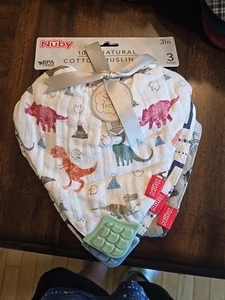 Set dentizione bavaglino bavaglino navetta bandana mussola bambina Nuby 100% cotone mussola 3m - Foto 1 di 6