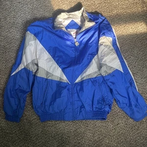 Vintage Pro Celebrity Men's Blue Color Block Lined Windbreaker Jacket Size M - Picture 1 of 3
