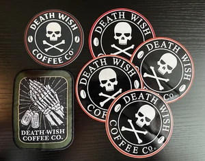 Bestickter Aufnäher Home of the Free Deathwish Coffee Co Gebet Hände Mil Erkennungsmarken - Bild 1 von 10