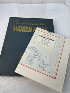 RAND-MCNALLY COSMOPOLITAN WORLD ATLAS con mapa suelto libro vintage años 50 - Imagen 1 de 8