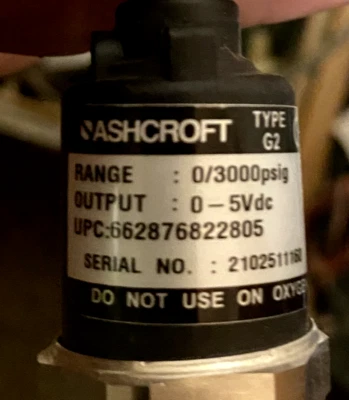 Датчик давления Ashcroft G2 0-3000 фунтов на квадратный дюйм выход 0-5 В постоянного тока рейтинг IP67 G17M0242EW3000 - Изображение 1 из 4