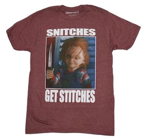 Chucky New Adult T-Shirt Snitches Get Stitches - Picture 1 of 1