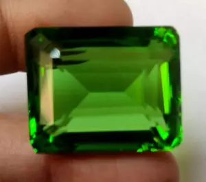 AAA+ 74.25 Ct. Large Green Peridot Emerald Cut Loose Gemstone Gift for Women - Picture 1 of 7