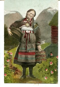 Norway Norge Countryside Woman with Sieve Dress Costume 1908 postcard - Picture 1 of 4