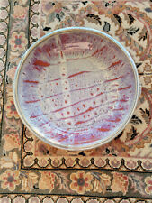 Blue And Red Glazed Ceramic Art Pottery Pie Serving Plate Platter