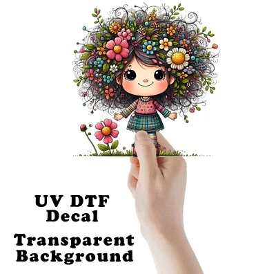 Pegatina/calcomanía transparente Flower Girl UV DTF Foto 1 de 4
