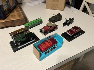 1/43 Model Car Lot 8 Pieces Harley Buick Jeep Plymouth Mercury 1949 Chevy 1931 - Picture 1 of 13