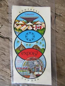 Adesivo souvenir vintage NOS Montreal Canada Expo 67 1967 o decalcomania - Foto 1 di 2