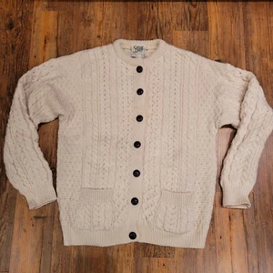 Suéter Carraig Donn L Marfil Lana Grueso Tejido Aran Irlanda Acogedor Rory Gilmore - Imagen 1 de 12