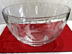 Kosta Boda Bowl ~ THE FLIGHT OF THE CRYSTAL SWALLOWS ~ Birds - Large 12.5" x 7" - Picture 1 of 12