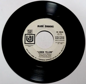 MARK DINNING--'Lemon Yellow / How Little Men Care- Vinyl 45rpm UA 1959 PROMO - Picture 1 of 4
