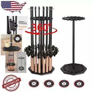 Compact Wooden Fishing Rod Rack for 16 Poles - Perfect for Organized Storage - Picture 1 of 9