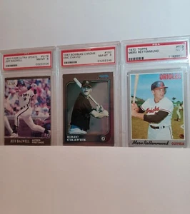 J BAGWELL, E CHAVEZ, & M RETTENMUND GROUP OF 3 PSA BASEBALLCARDS #8042 - Bild 1 von 7